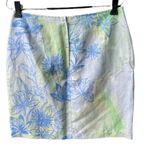 Tsunami size 8 silk linen tropical print skirt. Beach resort cruise ship. Blue Photo 2