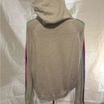 Gray Long Sleeve Hooded Sweatshirt with Yellow and Purple Stripes Size L Photo 3