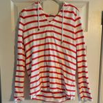 Crown & Ivy Red and White Striped Hoodie Nautical Photo 0