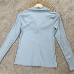 Banana Republic  Women’s Ribbed Resort Shirt Collared Longsleeve in Tide Blue S Photo 8