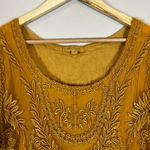 Belle France Mustard Yellow Embroidered Lace Long Sleeve Blouse Photo 1