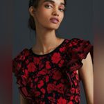 Anthropologie Eva Franco Ruffled Mini Sweater Dress Red Size L Photo 7