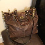 Coach Vintage  Madison Large Brown Leather Satchel Rear Zipper Pocket Bag 12935 Photo 9