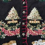 Vintage Tiara International Christmas Sweater Vest Large Black Red Tree Knit Photo 8