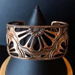 BARSE Oversized Copper Cuff Bracelet with Floral Cut Out Design Mint Condition Pink Photo 11