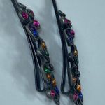 Hair Clip Pins Pair Women Multicolor Decorative Stones Dark Silver Tone Metal Photo 8
