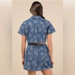 Lulus Blue Floral Denim Crop Top and Skirt Set Photo 1