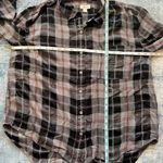 Style & Co Boyfriend Black Gray Red Plaid Sparkle Plaid Button Down Shirt XL Photo 5