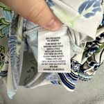 JM Collection ‎ Top S Blue Beige Floral Paisley Tunic Boho Border Print Resort Photo 7