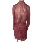 IRO  Canian Dress in Light Pink 40 New Womens Metallic Shirt Faux Wrap Mini Photo 6