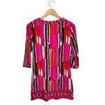 BCBGMAXAZRIA  Dress Size XXS Psychedelic Mod Shift 3/4 Sleeve Multicolor V Neck Photo 1