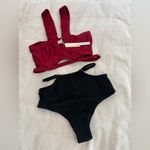 NEW Zasha Polewear Pole Set Red V Top and Black Cutout Bottoms 4 S Photo 2