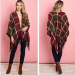 New with Tags Bohemian Checkered Poncho with Fringe One Size Multiple Photo 1