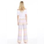 Bobi Sunset Linen Blend Pant - Wide Leg Small Revolve Yellow Pink Pastel Stripe Photo 3