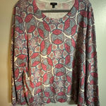 Talbots  WOMENS LIGHT SWEATER GARDEN MEDALLION LONG SLEEVE PINK BLUE‎ SIZE 3XL Photo 0