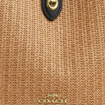 Coach NWT Hadley Turn Lock Tote Bag CAL87 Toast / Black Straw Smooth Leather Photo 12