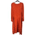 Anthropologie Love Whit Orange Jacquard V Neck Long Sleeve Midi Dress XL Holiday Photo 3