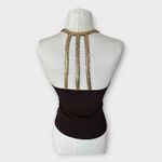 Bebe Vintage Y2K Halter Top & Cardigan Set with Gold Chain Trim Brown Sz S/M Photo 9