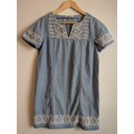 Madewell  Chambray Embroidered Lightweight Denim Look Tunic Dress Size Small Photo 3