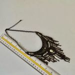 Brass tone rhinestone chain statement necklace Photo 6