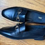 ZARA  Black Leather Slip on Loafers with Gold Horsebit Buckle Trim. Photo 0