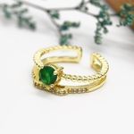 Gold Ring with Emerald Accent Size 6 Photo 0
