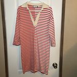 Tuckernuck XS Women's Dress Red/pink Striped 3/4 Sleeve Polo Ashton Quiet Luxury Photo 1