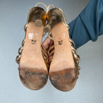 Vince Camino VC Signature Metallic Gold Strappy Heels Toe Ankle Strap Sz 8 / 38 Photo 4