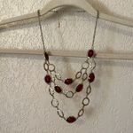 Gold and Maroon Layered Necklace Photo 2