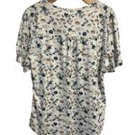 Fantaslook Blouse Womens XL White Floral Print Short Sleeve Ruffle Front Top NWT Photo 9