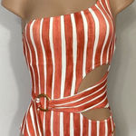 Vince Camuto New. stripe swimsuit. MSRP $139. Size 6 Photo 0