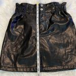 Blashe Black Faux Leather Paper Bag Waist w/ Pockets Mini Skirt Size Small Photo 3