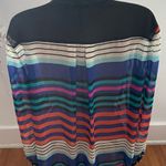 Bisou Bisou  sheer button up striped multicolored blouse size M bohemian festival Photo 2