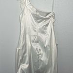 Ruby Rox New White One Shoulder Pocketed Dress with Flower Detail size 11 Photo 4
