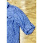 Lands' End  Womens 100% Linen Blue Striped Size 1X Minimalist Coastal Beachy Photo 6