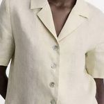 Mango 100% Cropped Linen Short Sleeve Button Top NWT Photo 0