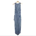 Anthropologie Anthro. Sundays in Brooklyn - Navy / White Striped Asymmetrical Faux Wrap Dress Photo 1