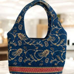 AMERICANA BY SHARIF Blue Floral Fabric Bucket Bag Photo 0