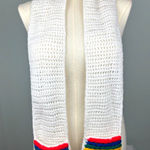 Handmade Knit White Rainbow Whimsical Scarf & Hand Mitts Smaller Adult/Teen Photo 0