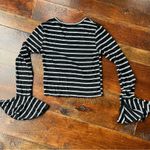 Adam Levine Striped Bell sleeve crop top Photo 3