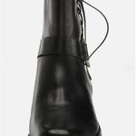 Lucky Brand  Black Leather Ankle Boots with Silver Buckle Size 6.5 Photo 3