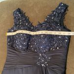 Women’s Blue Chiffon Lace Appliqué Sleeveless Dress with Matching Jacket Size 10 Blue Photo 9