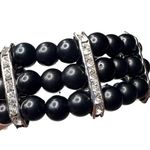 Paparazzi  Stretchy Beaded Rhinestone Put on Your Glam Face Bracelet Black White Photo 3