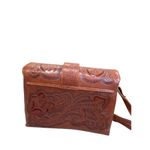 Flores Mexican womens handcrafted Tooled brown Leather Crossbody Bag SKU8095 Photo 6