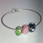 Elegant Pink, Green, and Black Glass Beaded Boho Dainty Bracelet Pink Photo 1