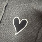 The GREii Top Womens Medium Gray Waffle Knit Heart Embroidered Thermal Lounge Photo 5