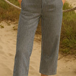 Isabel Marant Size 28 Crop Trouser Pants Blue White Pinstripe Coastal Nautical Photo 0