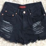 Tobi Distressed Black High Waisted Jean Shorts  Photo 0