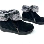 Khombu  Size 7 Boots Black Leather Slip On Faux Fur Side Zip Winter Snow Warm‎ Photo 3