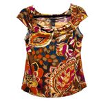Petite Sophisticate  Multicolor Paisley Blouse Size Medium Euc Photo 5